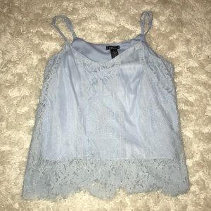Light blue rue21 croptop w/ lace detailing